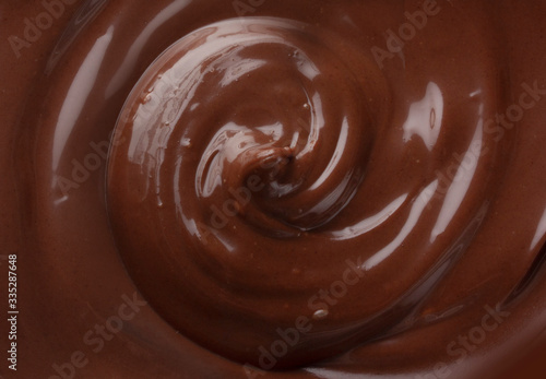Swirl of chocolate paste view from above