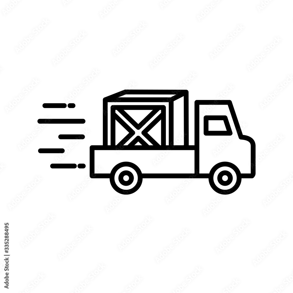 Delivery box over truck line style icon vector design Delivery box over truck line style icon vector design