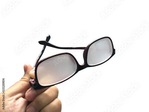 Фотография Glasses fogged on white background