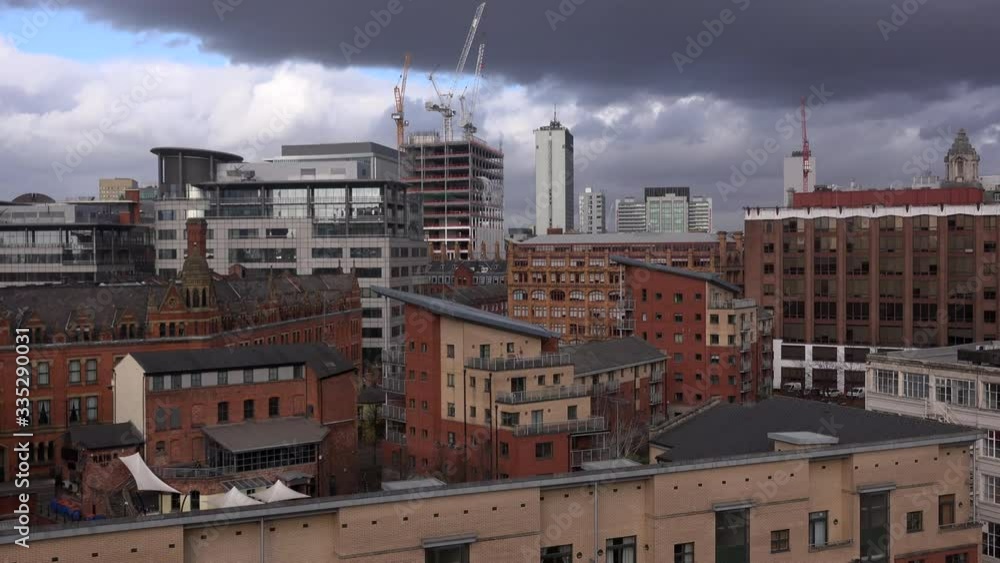 Aerial view of Manchester city centre UK 4K Aerial view of Manchester city centre UK 4K