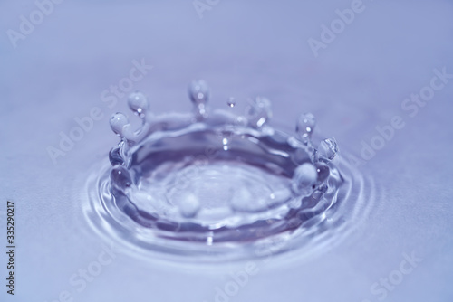 Water splash from a drop, macro photo of water close up