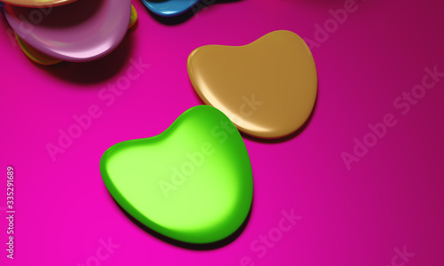 Beautiful background with hearts, Happy Valentine's Day! 3d illustration, 3d rendering.