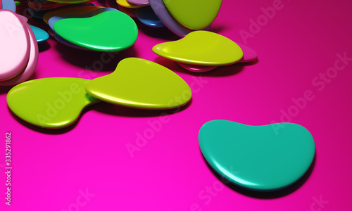 Beautiful background with hearts, Happy Valentine's Day! 3d illustration, 3d rendering.