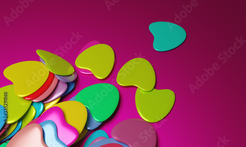 Beautiful background with hearts, Happy Valentine's Day! 3d illustration, 3d rendering.