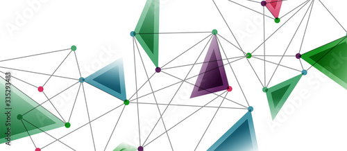 Line points connections, triangular technology design. Abstract geometric background