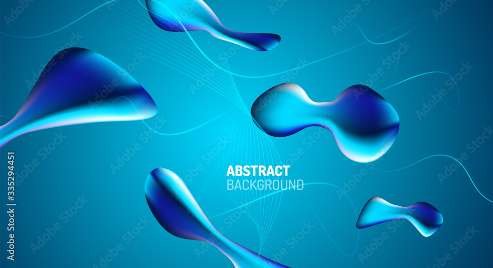Fluid gradients, abstract liquid bubble shapes background