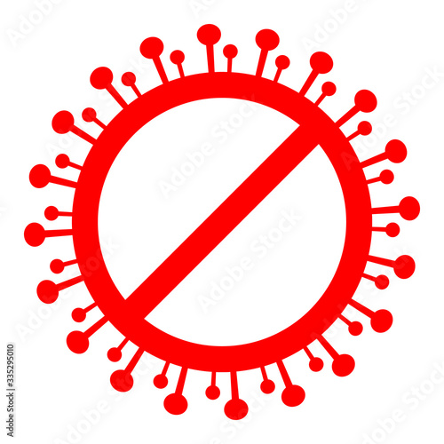 isolated vector image of a coronavirus. sign of the ban. restrictions related to quarantine. world danger. spread of infection. stop the infection. prevention measures, isolation.
