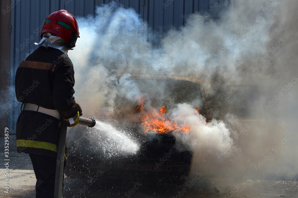 Obraz premium fireman in action
