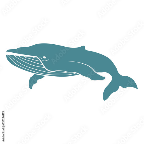 Vector cute cartoon blue whale isolated on white background. Vector illustration EPS.10