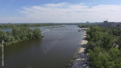 Wallpaper Mural aerial surveying of the boat sails on the river in the summer Torontodigital.ca