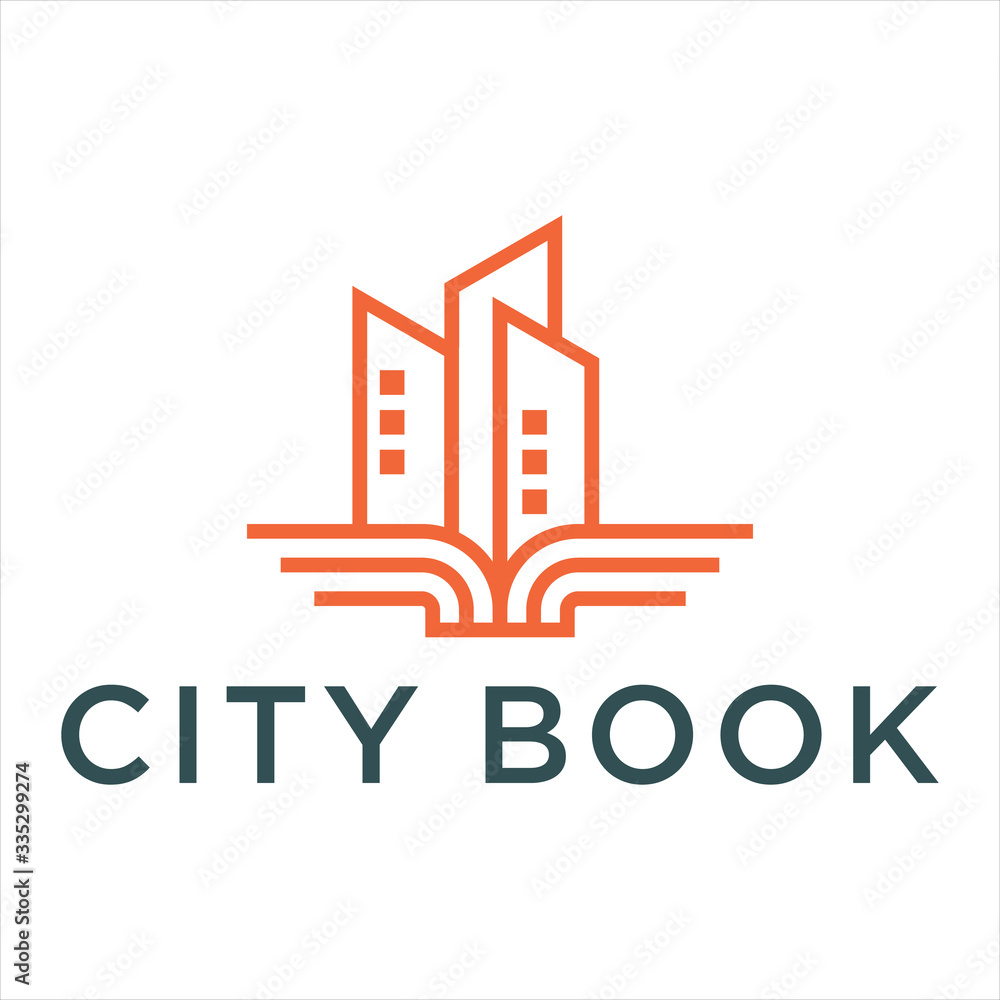 City Books, Vector logo style line template download City Books, Vector logo style line template download