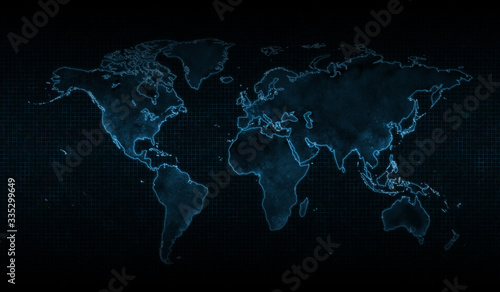 world map of Corona Virus COVID-19, blue background ver.2 