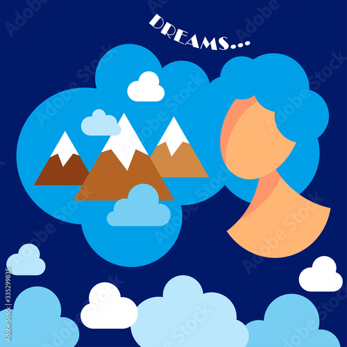I dream sitting at home. I want to go outside! Vector illustration for web design or print.