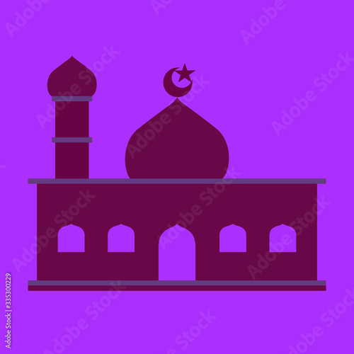 Ramadhan Kareem for Moslem Holy Month Fasting with Crescent and Mosque Architecture