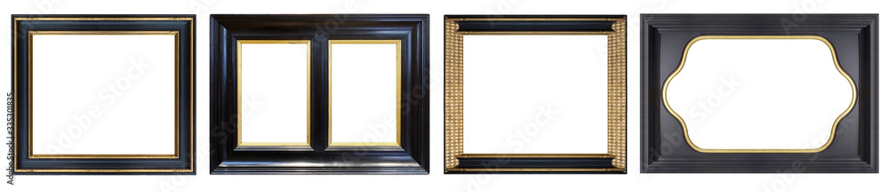 Set of wooden gothic frames for paintings, mirrors or photo isolated on white background Set of wooden gothic frames for paintings, mirrors or photo isolated on white background