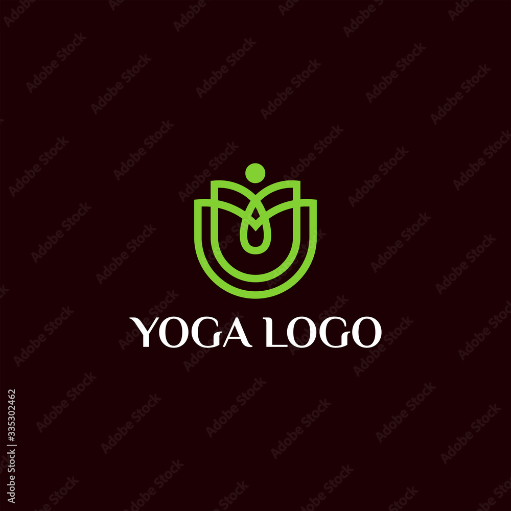 Yoga logo design concept template style line art Yoga logo design concept template style line art