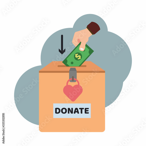 Hand with cash money donation support to charity people