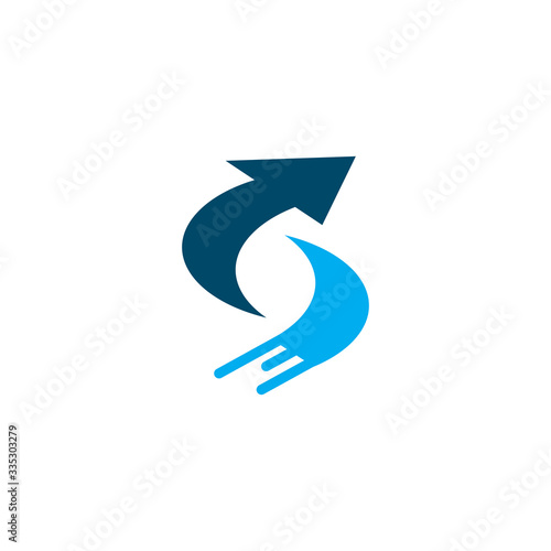 S letter initial icon logo design incorporated with arrow sign