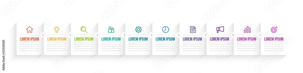 Minimal Business Infographics template. Timeline with 9 steps, options and marketing icons .Vector linear infographic with nine conected elements. Can be use for presentation. Minimal Business Infographics template. Timeline with 9 steps, options and marketing icons .Vector linear infographic with nine conected elements. Can be use for presentation.