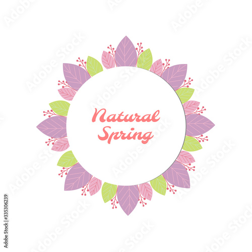 Spring banner for decoration. Spring banner in vector. Spring colors  purple  green and pink.