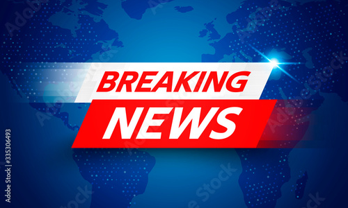 Vector Illustration Breaking News Live Banner on Glowing World Map Business Interface Background
