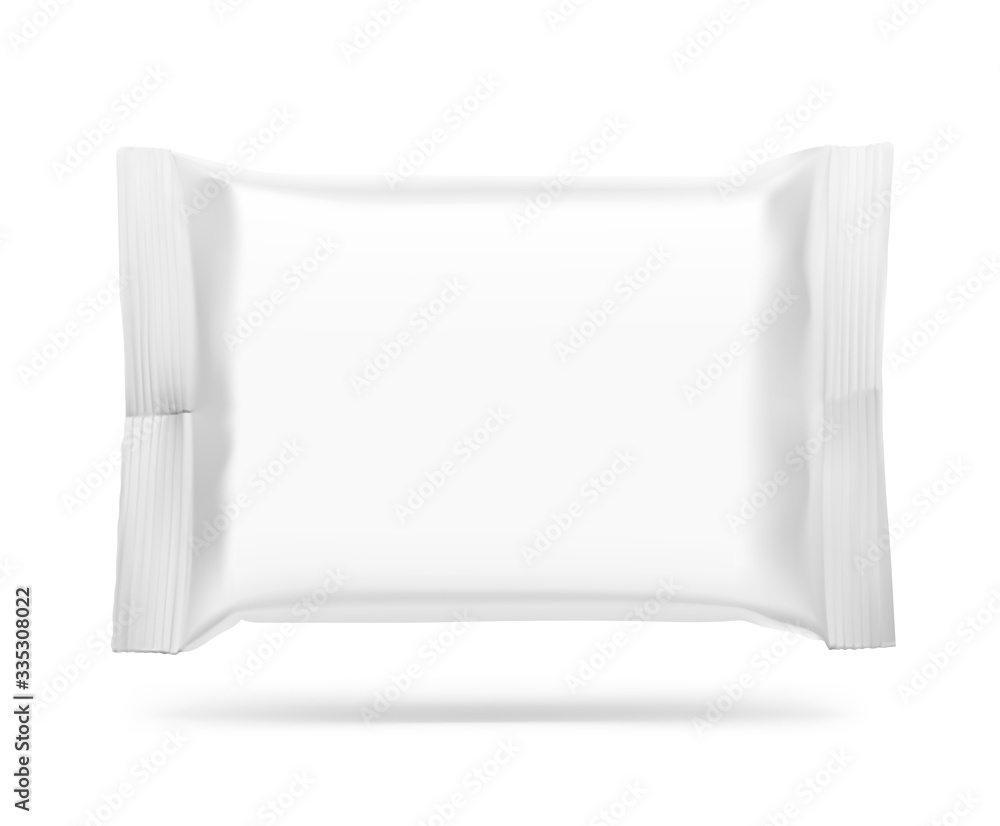 Blank mockup of flow pack. Vector illustration isolated on white background. It can be used in the adv, promo, package, etc. EPS10. Blank mockup of flow pack. Vector illustration isolated on white background. It can be used in the adv, promo, package, etc. EPS10.