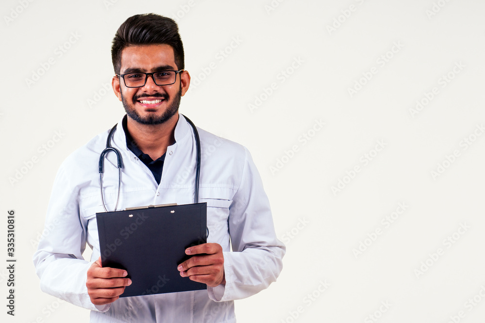 indian medical worker man in uniform isolate on white background studio indian medical worker man in uniform isolate on white background studio
