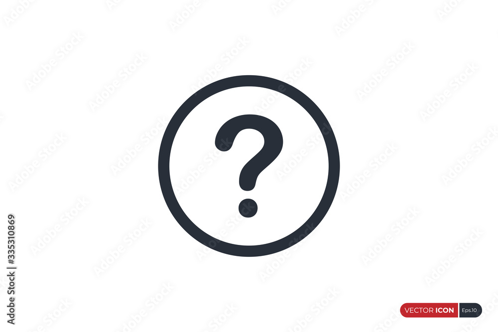 Question Icon with Circle Line isolated on White Background. Flat Vector Icon Design Template Element. Question Icon with Circle Line isolated on White Background. Flat Vector Icon Design Template Element.