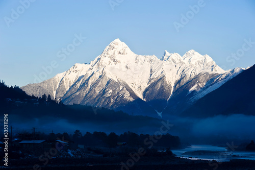 snow mountain landscape in the morning, Tibet China 