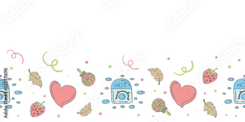 Seamless banner with doodle elements.