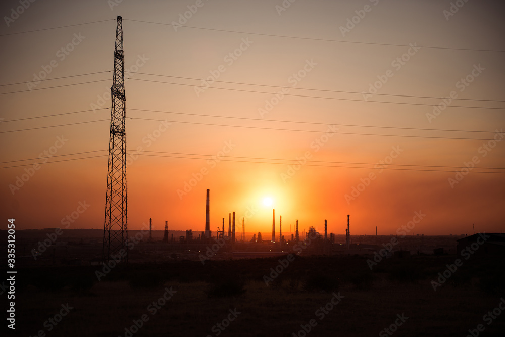 sunset over the factory sunset over the factory