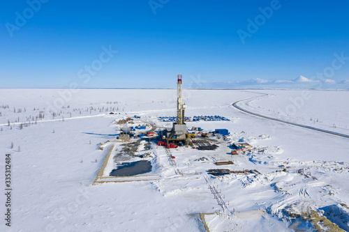 Drilling a gas well in the Yamal tundra photo