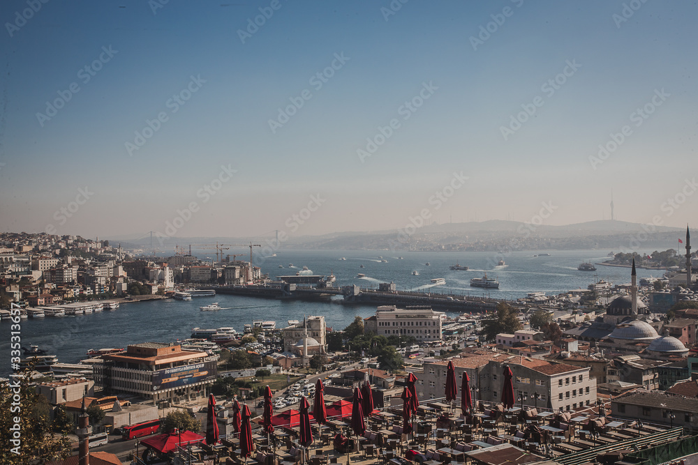 Turkey, Istanbul city, Bering Strait top view of the city. Turkey, Istanbul city, Bering Strait top view of the city.