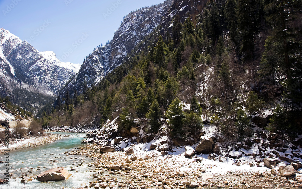 lake in the mountains Tibet, China 