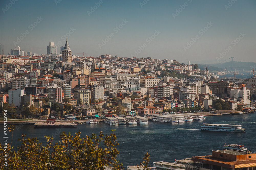 Turkey, Istanbul city, Bering Strait top view of the city.