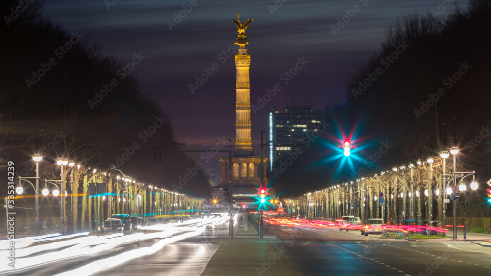 The Berlin obelisk in long exposure at night