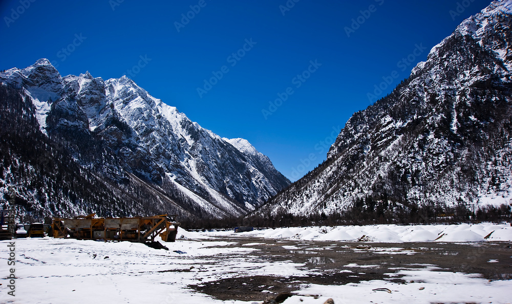 winter mountain landscape in Tibet China 