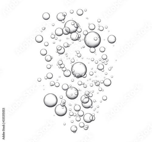Vector fizzy drink isolated on white background. The texture of the air bubbles. Soda. Circles are going up
