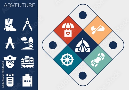 Modern Simple Set of adventure Vector filled Icons