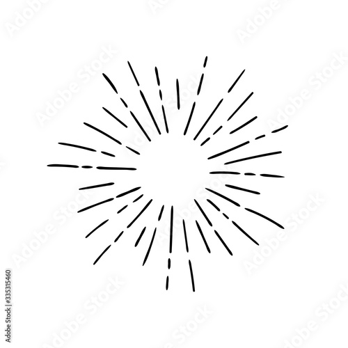Vector illustration of sunburst. Doodle style