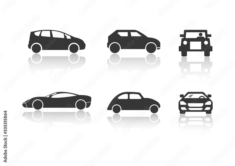 Fototapeta premium Car Icons and shadow,vector illustrations