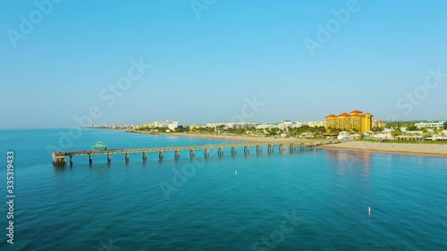 The Deerfield Beach Pier in South Florida seen from a drone photo