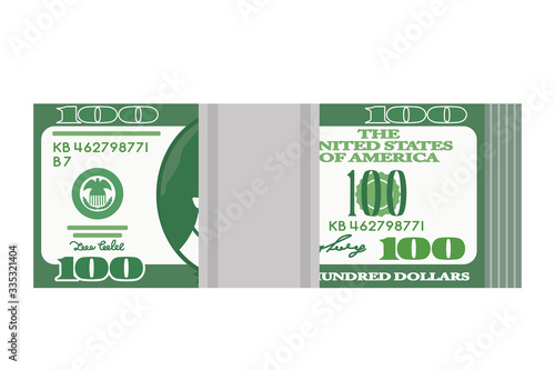 a pack of 100 dollar banknotes from a flight bank.