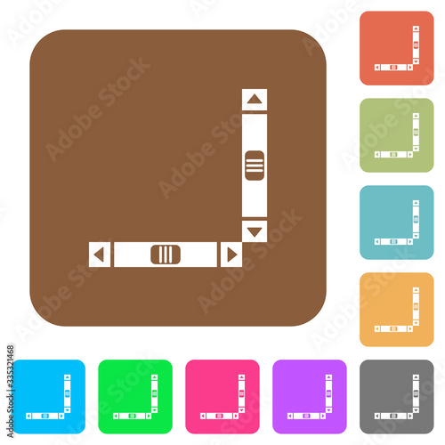 Vertical and horizontal scroll bars rounded square flat icons
