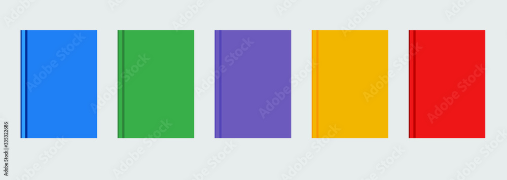 Blank book cover design template for organizers or notebooks in different colours.