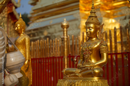 Golden Buddha statues in Wat Doi Suthep, Chiang Mai