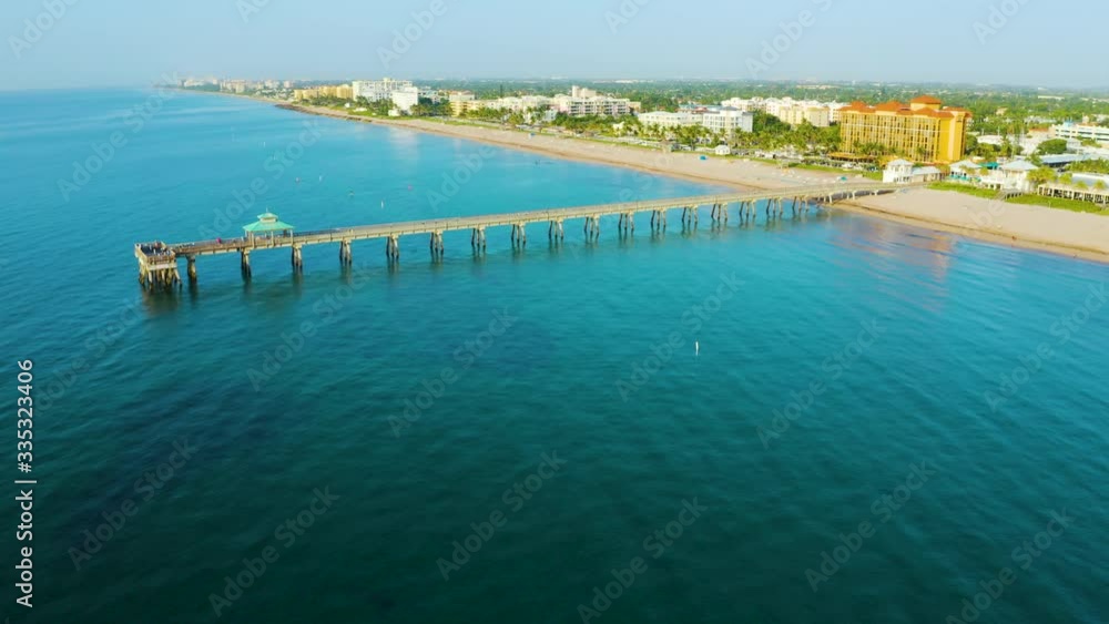 The Deerfield Beach Pier in South Florida seen from a drone