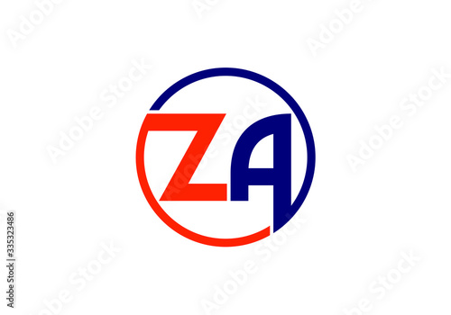 Free Download Circular Logo Design with Intertwined Letters ZA in Red and Blue Modern and Minimalist Brand Identity - GFXLoad
