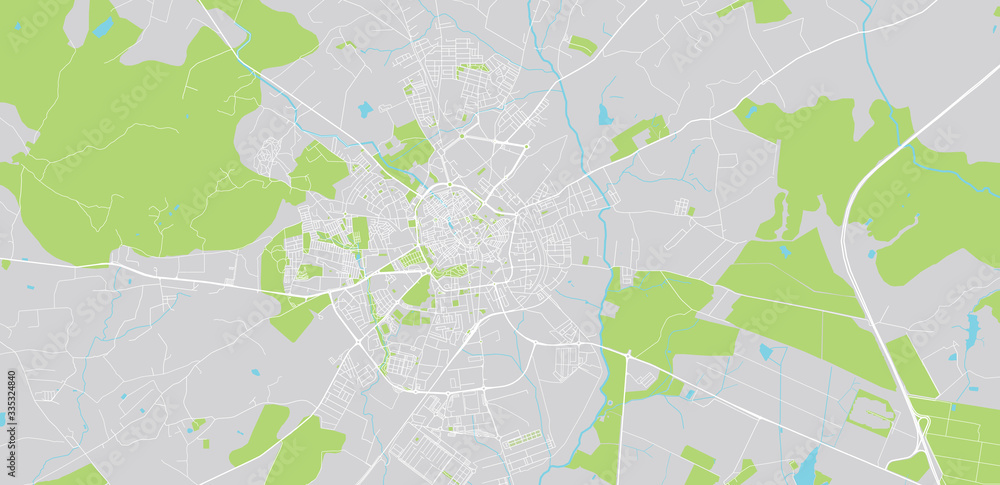 Urban vector city map of Evora, Portugal