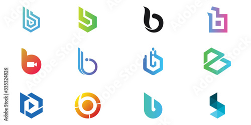 Sets Letter B Logo Template Vector. B monogram logo vector. B symbol vector.
